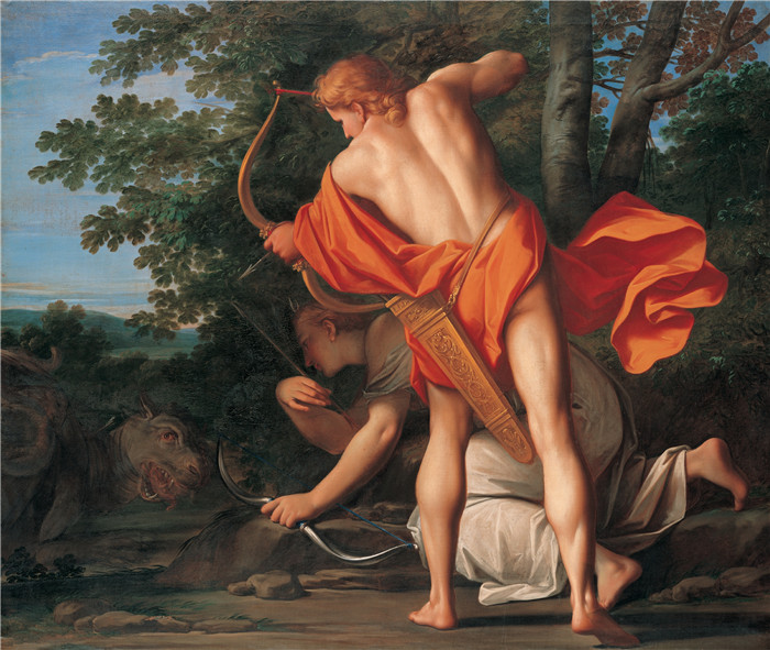 《阿波罗和戴安娜杀死蟒蛇》弗朗西斯切尼(Marcantonio Franceschini)作品-Apollo and Diana kill the Python, 1692-1698