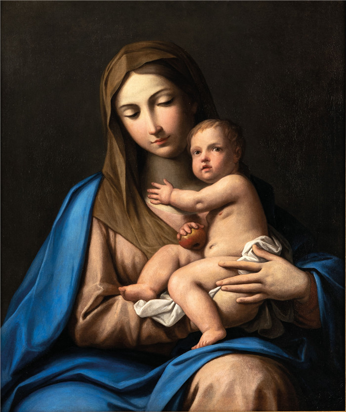 《圣母玛利亚》弗朗西斯切尼(Marcantonio Franceschini)作品- Madonna con il Bambino Olio su tela, cm 87X74