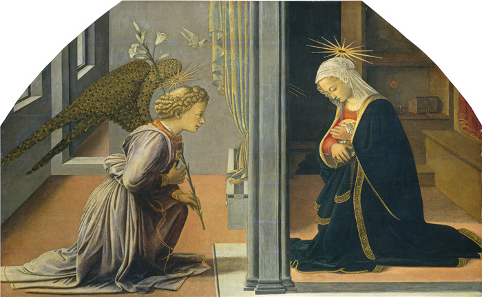 《天使报喜》菲利皮诺·利皮（Filippino Lippi）作品-Fra The Annunciation, c. 1435 - 1440