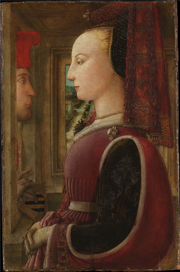 菲利皮诺·利皮（Filippino Lippi）作品-一个女人和一个男人在公寓的肖像