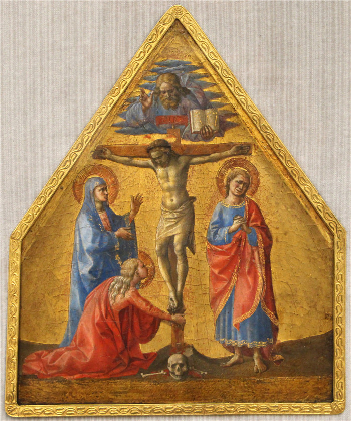 《十字架上的基督和悲伤》菲利皮诺·利皮（Filippino Lippi）作品-cristo in croce e dolenti, 1440 ca