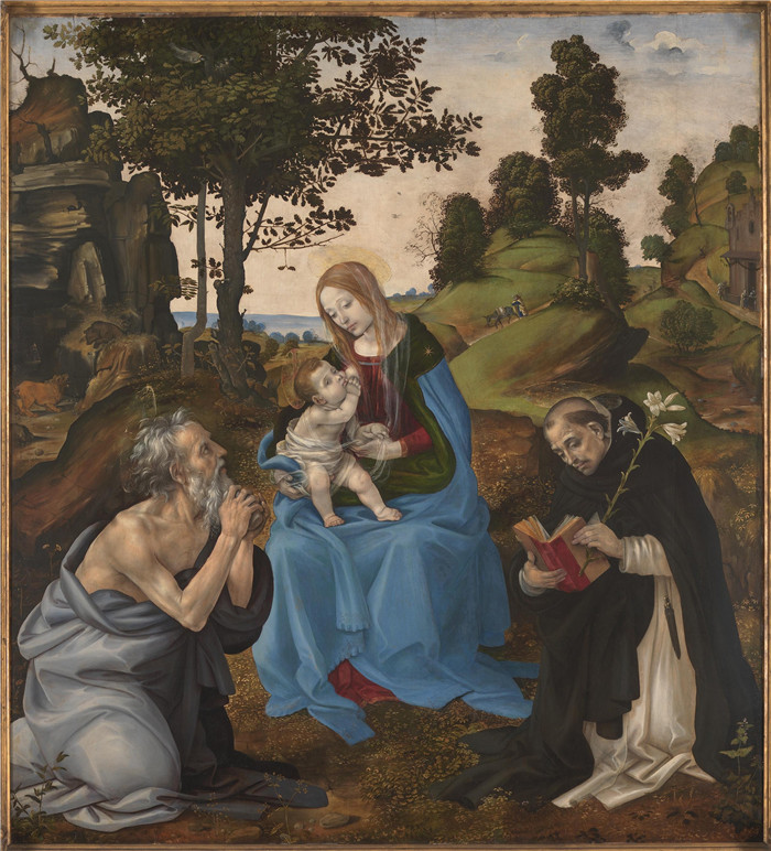 《圣母与圣杰罗姆和多米尼克》菲利皮诺·利皮（Filippino Lippi）作品-The Virgin and Child with Saints Jerome and Dominic