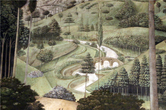 《魔法师旅行》贝诺佐·戈佐利（Benozzo Gozzoli）作品-corteo dei magi, 2 centro, 1459, 05