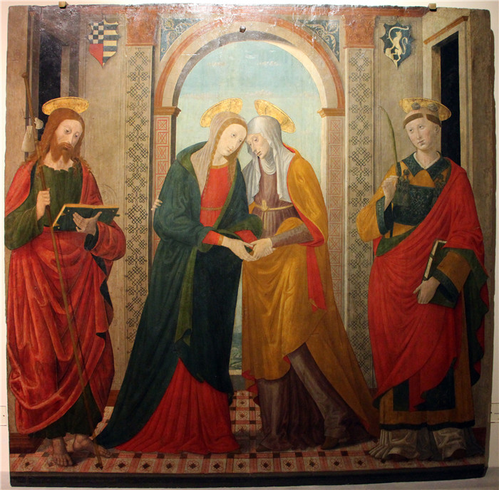 《我来拜访你》贝诺佐·戈佐利（Benozzo Gozzoli）作品-Alesso di benozzo, visitazione tra i ss. jacopo e stefano