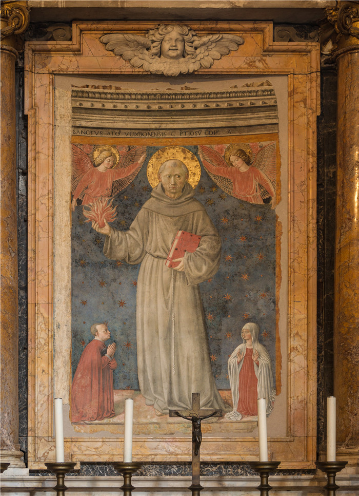 《帕多瓦的圣安东尼》贝诺佐·戈佐利（Benozzo Gozzoli）作品-Saint Anthony of Padua, fresco  Church Santa Maria in Aracoeli,
