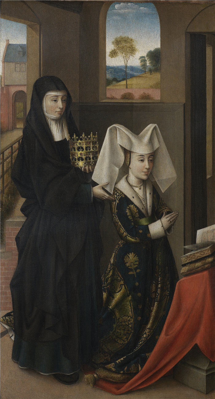 彼得鲁斯·克里斯特斯（Petrus Christus）作品-葡萄牙的伊莎贝拉与圣伊丽莎白