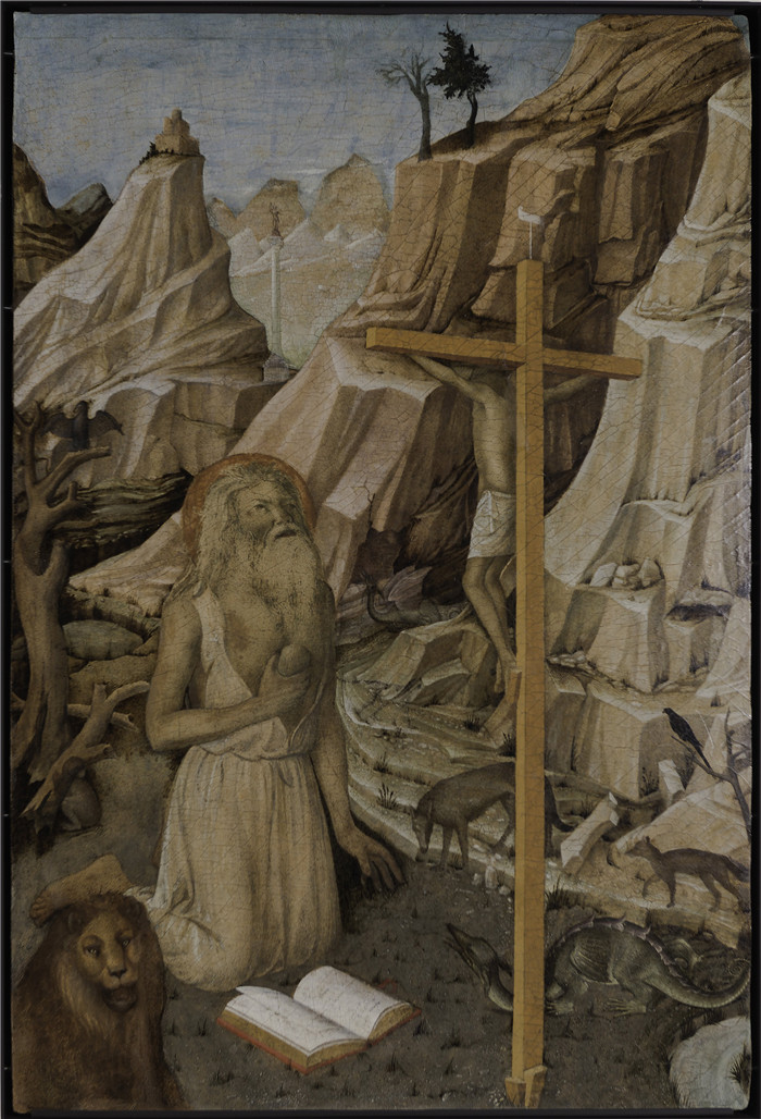《沙漠中的圣杰罗姆》雅各布·贝里尼（Jacopo Bellini）作品-Saint Jerome in the Desert, 1460