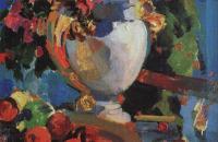 康斯坦丁·柯罗文 ( Konstantin Alekseevich Korovin)-《 鲜花，1916年》作品欣赏