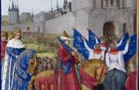 让·福凯（Jean Fouquet，法国画家，1420-1481）作品-《查理五世进入巴黎》