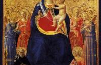 弗拉·安杰利科（Fra Angelico，意大利，1400-1455）作品-圣母子与 Sts，亚历山大的多米尼克和凯瑟琳