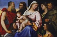 塞巴斯蒂亚诺·德·皮翁博(Sebastiano del Piombo)作品-Heilige Familie Mit Heiligen Und Stiftern