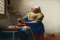 前500幅世界名画-约翰内斯·维米尔（Johannes Vermeer）油画作品《倒牛奶的女仆》