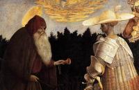 皮萨内洛 (Pisanello，1395 – 1455，意大利)作品-圣母显灵给 Sts Anthony Abbot 和 George