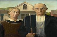 前100幅世界名画（二十一）-美国画家格兰特·伍德(Grant Wood)作品《美国哥特式》