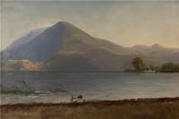 阿尔伯特·<font color='red'>比尔施塔特</font>（Albert Bierstadt）高清油画-河流高山景色