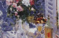 康斯坦丁·柯罗文 ( Konstantin Alekseevich Korovin)-《 鲜花和水果，1911-1912 年》作品欣赏