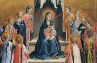 弗拉·安杰利科（Fra Angelico，意大利，1400-1455）作品-圣母子与十二位天使登基