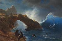 阿尔伯特·<font color='red'>比尔施塔特</font>（Albert Bierstadt）高清油画-岩石上的海豹