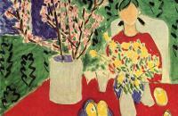 亨利·马蒂斯（Henri Matisse）-梅花，绿色背景1948年 作品欣赏