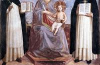 弗拉·安杰利科（Fra Angelico，意大利，1400-1455）作品-圣母子与 Sts，多米尼克和托马斯阿奎那