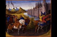 让·福凯（Jean Fouquet，法国画家，1420-1481）作品-《十字军东征期间，路易七世（c.1120-80）和德国国王康拉德三世（1093-1152）进入君士坦丁堡，1147-49》