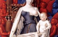 让·福凯（Jean Fouquet，法国画家，1420-1481）作品-《麦当娜和孩子》