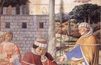 贝诺佐·戈佐利（Benozzo Gozzoli，1421-1497，意大利）作品-圣奥古斯丁阅读圣保罗书信