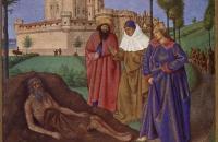 让·福凯（Jean Fouquet，法国画家，1420-1481）作品-《约伯和他的假安慰者》