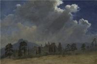 阿尔伯特·<font color='red'>比尔施塔特</font>（Albert Bierstadt）-冷杉和暴风云1870年油画