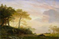 阿尔伯特·<font color='red'>比尔施塔特</font>（Albert Bierstadt）高清油画-钓鱼