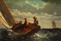 前100幅世界名画（五十九）-温斯洛·荷马 (Winslow Homer，美国画家)作品-微风 (A Fair Wind)