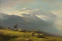 阿尔伯特·<font color='red'>比尔施塔特</font>（Albert Bierstadt）高清油画-牧羊