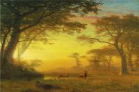 阿尔伯特·<font color='red'>比尔施塔特</font>（Albert Bierstadt）高清油画-草地上的羊