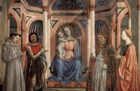 多梅尼科·维内齐亚诺（Domenico Veneziano，1410-1461，意大利画家）作品-麦当娜和孩子与圣露西