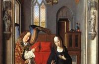 德克·布茨（Dirk Bouts，1415-1475，荷兰画家）作品-《天使报喜 ((Polyptych of the Virgin, thewing)》